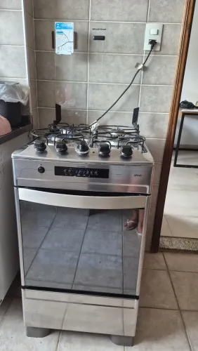 Fogão Brastemp Ative! 4 Bocas Inox com Grill, Forno Espelhado e Timer Digital