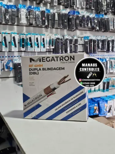 Cabo Coaxial CFTV Blindado Megatron 100m Bipolar 4mm Áudio Vídeo Branco caixa 100m