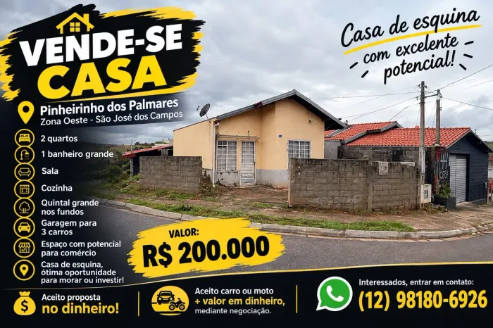Casa de esquina no pinheirinho dos Palmares 