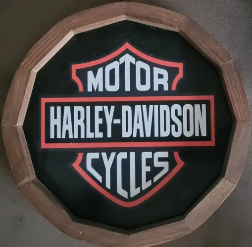 quadro em madeira harley davidson motorcycles
