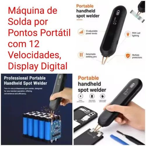 Máquina de Solda por Pontos Portátil com 12 Velocidades, Display Digital
