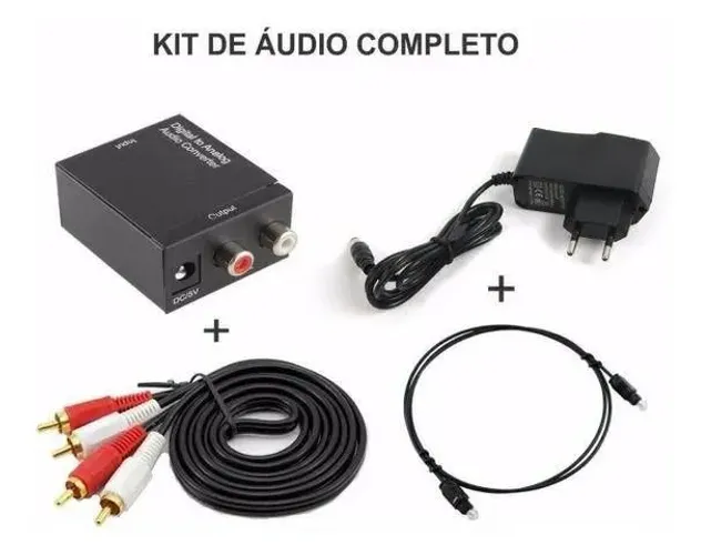 Kit completo cabo optico+cabo rca Conversor de audio digital para analogico converter