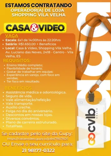 OPERADOR DE LOJA - SHOPPING VILA VELHA