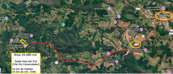 Chácara 34.000 m² em Pirenópolis-GO | Córrego nos Fundos | Energia Elétrica | Apenas R$ 20
