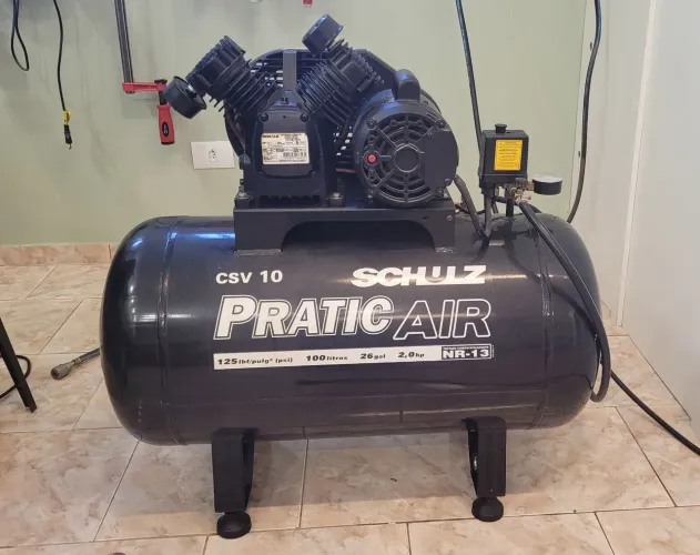 Compressor + filtro regulador de pressão + mangueiras