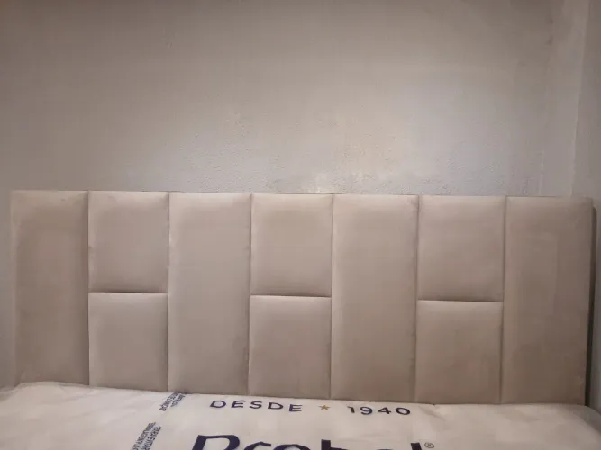 Painel Estofado King Suede Marfim
