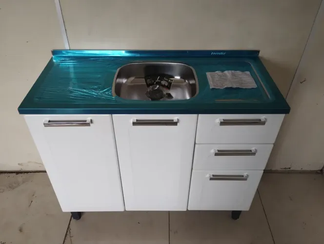 Balcão c/pia Bertolini Branco Novo
