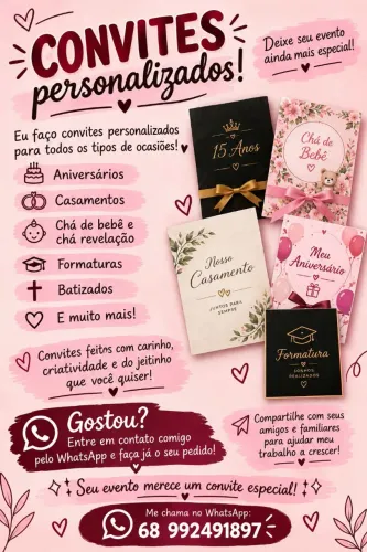 Faço todos os tipos de convites 