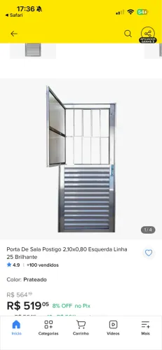 Porta de alumínio com grade