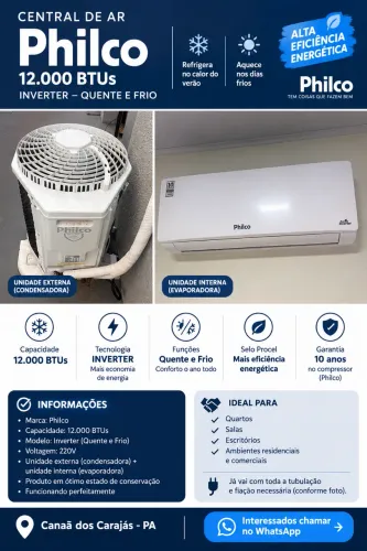 Ar-Condicionado Philco 12.000 BTUs Inverter Quente e Frio