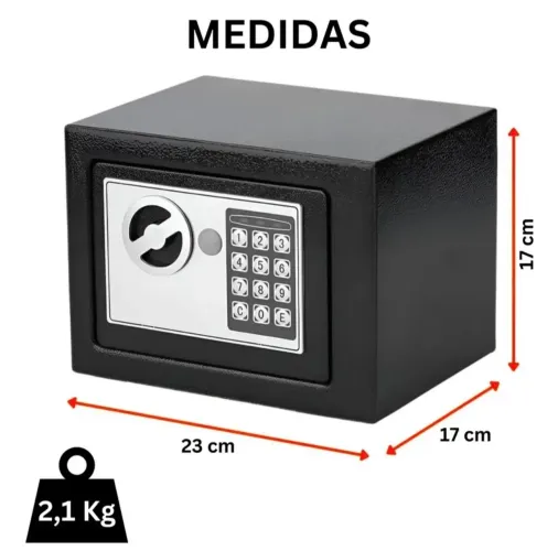 Cofre eletrônico 23 cm - senha mais chave de emergência 