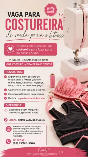 Vaga para constureira