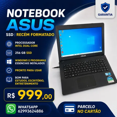 Notebook Asus INTEL 256 GB SSD Windows Rápido Garantia Parcelo no cartão