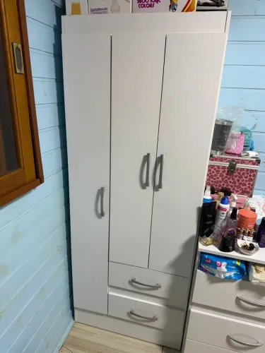 Guarda-Roupa Solteiro Nobre 3 Portas 2 Gavetas Cor Branco