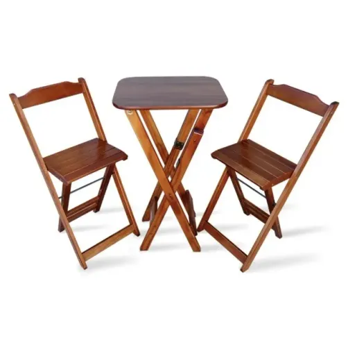 Mesa de madeira bistrô + 2 cadeiras