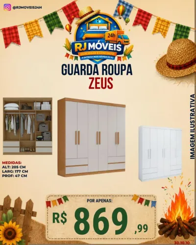 Guarda Roupas Zeus / 2 cores disponíveis / pague na entrega / entregamos em até 24h