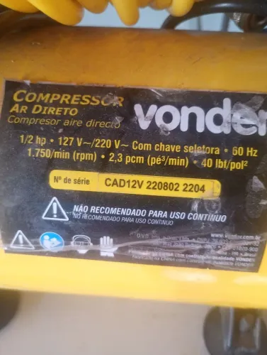 Compressor de ar direto vonder