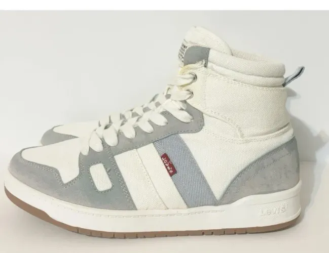 tênis cano alto Levi's Drive Hi azul e branco 