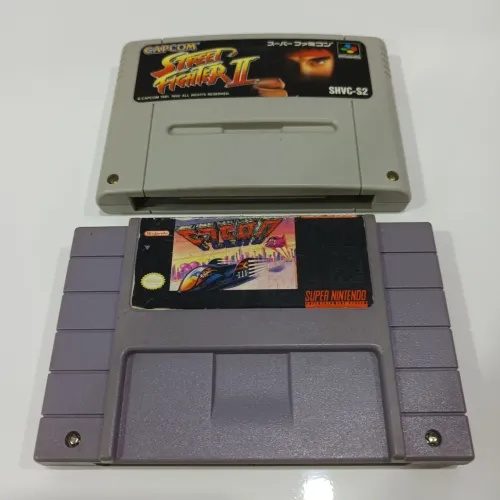 02 Cartuchos Originais Super Nintendo F-zero + Street Fighter 2