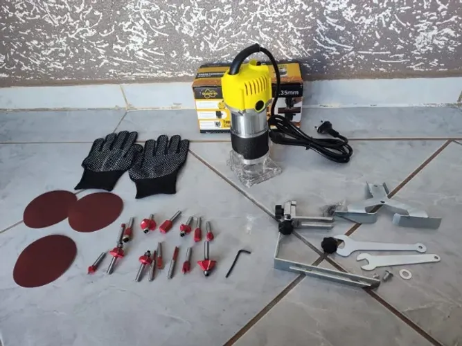 Kit Tupia Manual Laminadora 800w 6mm + Jogo De Fresas 15 Pcs