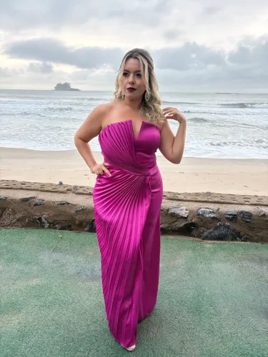 Vestido festa Fúcsia tamanho G Semi sereia