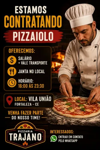Vaga para PIZZAIOLO NO BAIRRO VILA UNIÃO