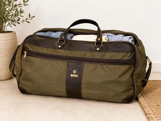 Mala de Viagem Samsonite Verde com Detalhes Marrons - 50 × 40 cm
