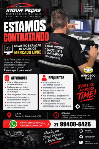 VAGA AUXILIAR DE ANÚNCIOS MERCADO LIVRE