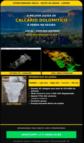 CALCÁRIO DOLOMÍTICO JAZIDA