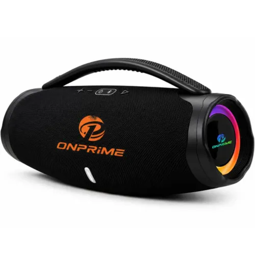 Bombox omprime lacrada com 2 microfones