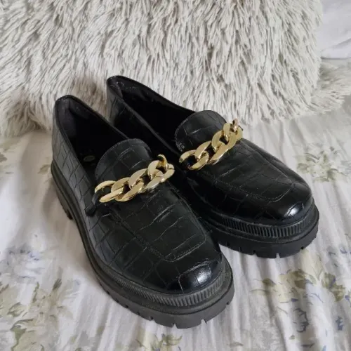 Mocassim Tratorado Croco Preto C&A