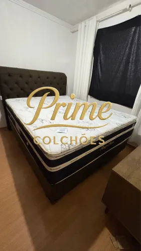 Colchão 34cm com Pillow top mais cama box Queen size promoção direto da fábrica