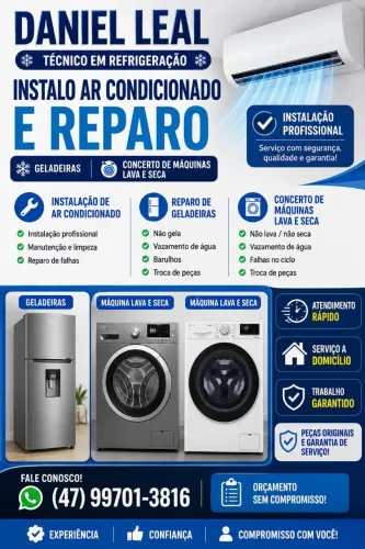 Serviços para ar condicionado,  geladeira,  lava e seca,  exibidores 