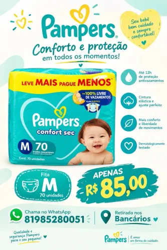PROMOÇÃO DE FRALDAS PAMPERS CONFORT SEC