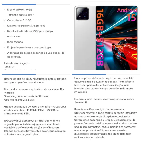 Vendo tablet profissional novo na caixa,16 G,e mais 512