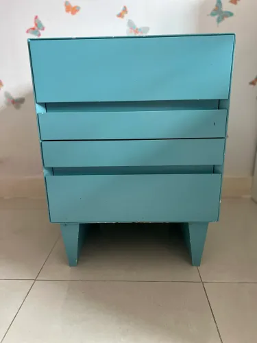Criado estilo retrô azul bebê de madeira maciça