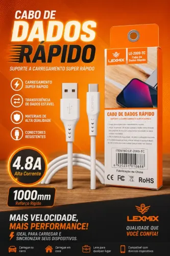 ?Carregamento Super Rápido (4.8A): Suporta alta corrente para recargas muito mais ágeis.