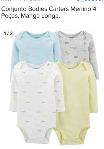 Conjunto com 4 bodies Carter's 6 meses manga longa