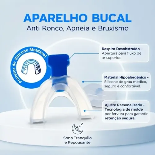 Aparelho Bucal Anti Ronco Apneia E Bruxismo Silicone Moldável Com Estojo