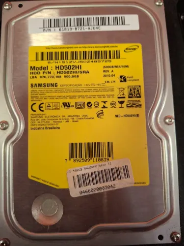 HD 500GB Sata PC - Garantia.