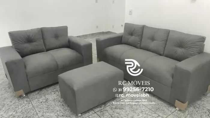 Sofá Canadá 2 e 3 Lugares com Puff - Suede D33