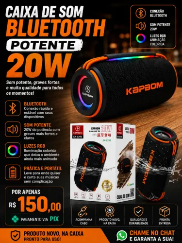 Caixa de som Bluetooth nova, ganhei de premiação, nunca usei