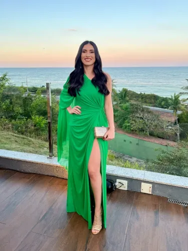 Vestido de festa longo verde - usado 1 vez