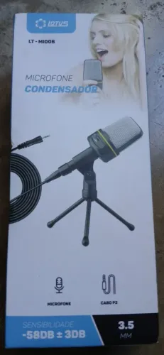 Microfone Condensador alta sensibilidade ideal para lives ao vivo