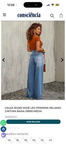 Calça consciência jeans relaxed tamanho 36(veste 38)