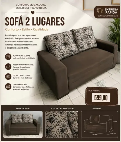 Sofá 2 lugares em perfeito estado!