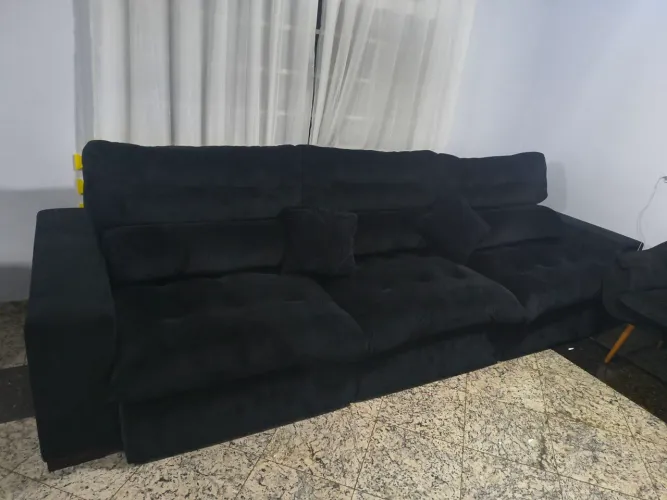 Sofá Retrátil Preto 6 lugares - 3,5m largura