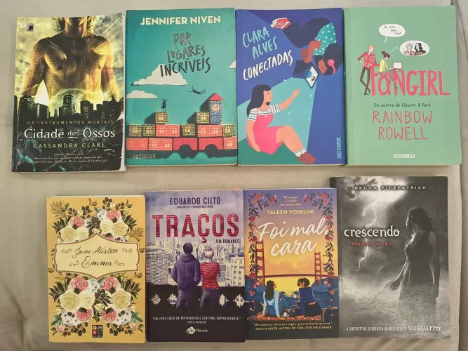 Kit livros usados: Emma, fangirl, conectadas, cidade dos ossos, por lugares incríveis e +