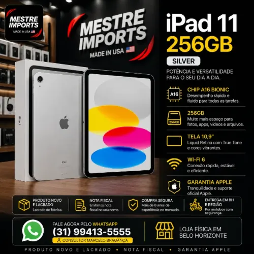 iPad 11 256GB Silver Novo Lacrado Nota Fiscal