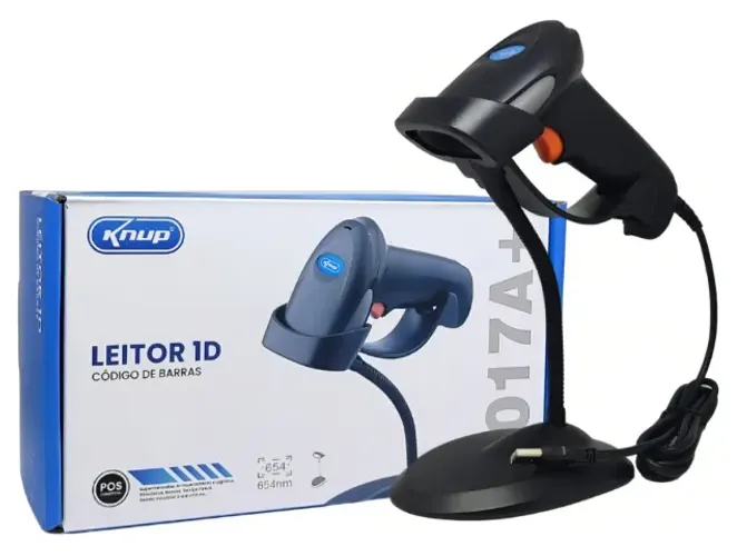 Leitor De Código De Barras Com Suporte Usb 1d Preto